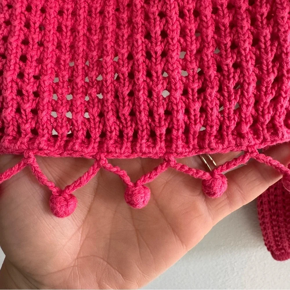 Tularosa Pink Mesh Crop Pullover Sweater Size XS